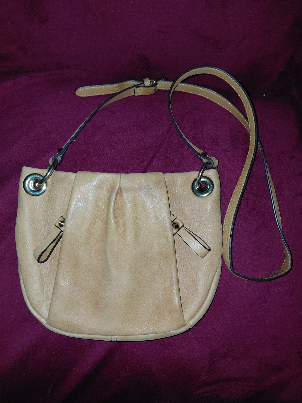 Vince Camuto Tan Pebbled Leather Shoulder Crossbody